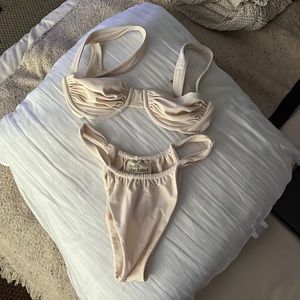 Belle The Label Oracle Top and Bare Bottoms Bikini Set in Cream